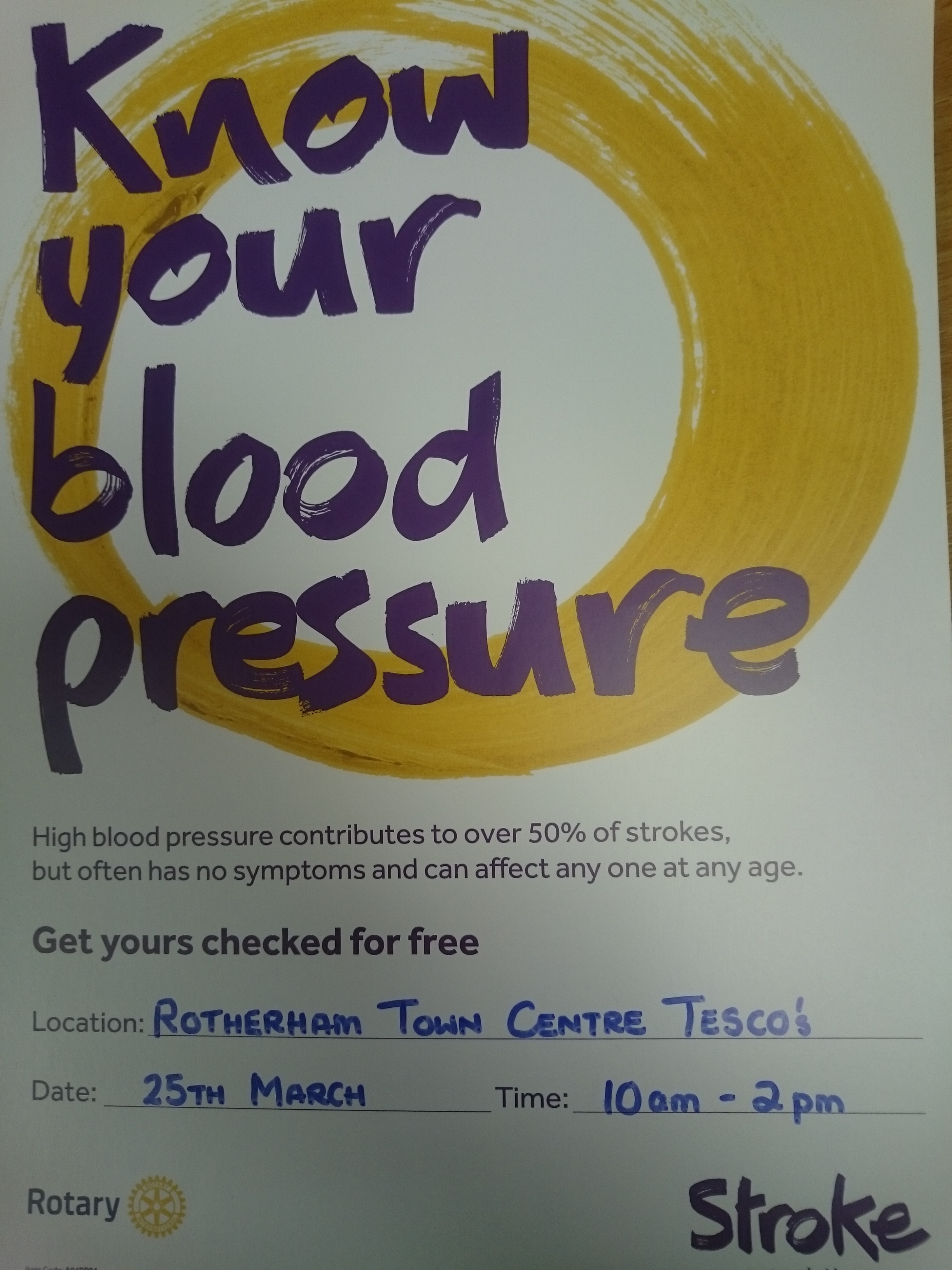 Free Blood Pressure Day, 25th March