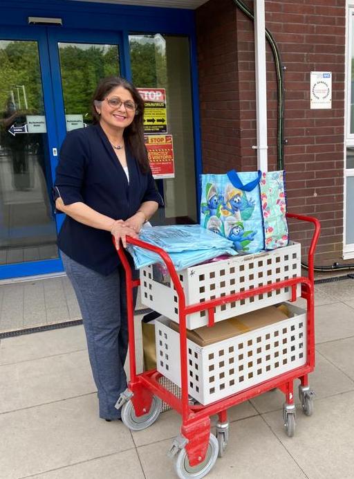 Pushpa with another delivery of scrubs